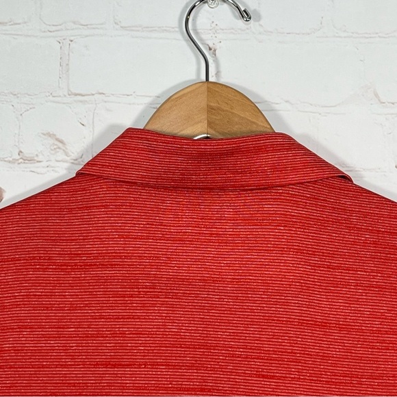Columbia GOLF Polo Shirt Womens Size Medium Orange Omni-Wick Striped Top - Picture 11 of 13